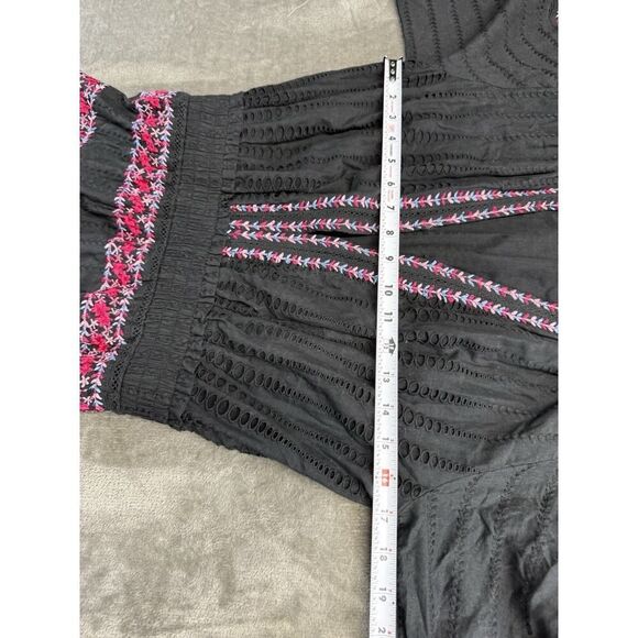 MISA Los Angeles Manuela Black Embroidered Cotton Mini Dress Small - Picture 9 of 14